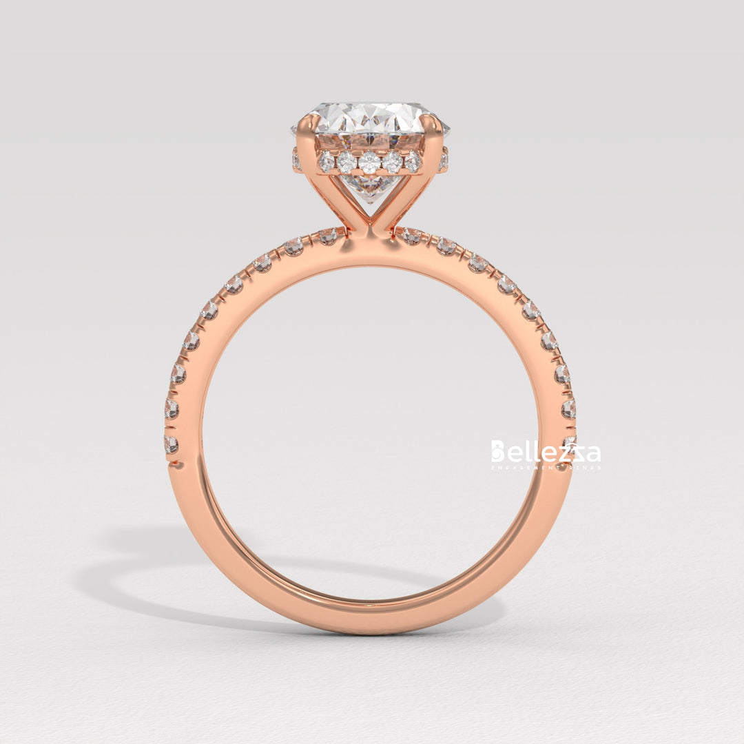 1.50-2.50CT Oval Diamond Pave Setting Lab Grown Engagement Ring