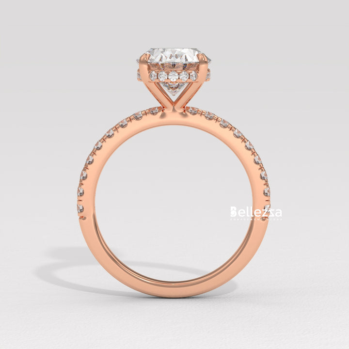 1.50-2.50CT Oval Diamond Pave Setting Lab Grown Engagement Ring