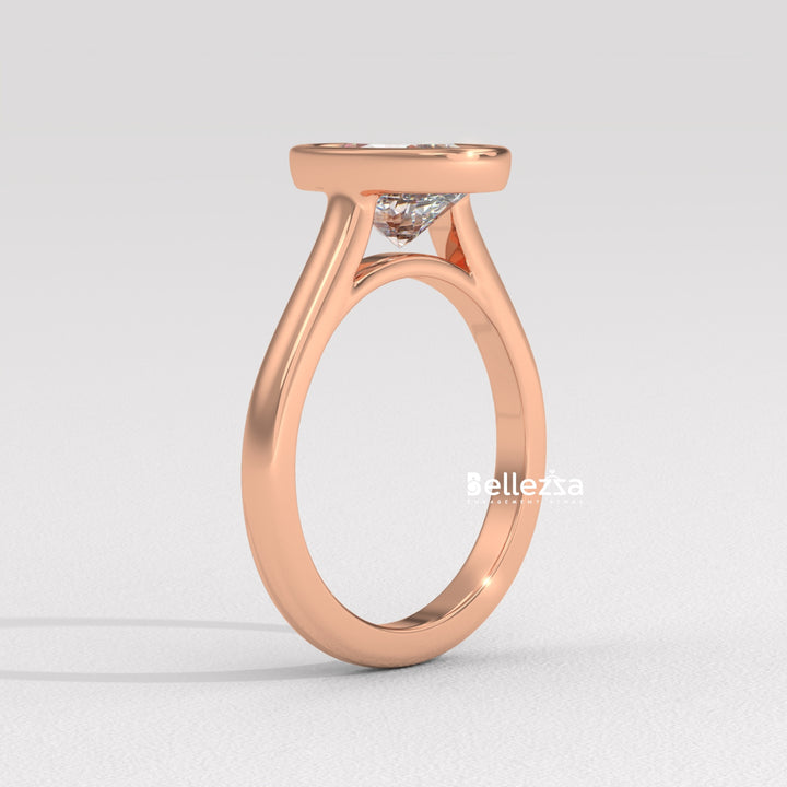 1.0-2.0CT Oval Diamond Bezel Setting Solitaire Lab Grown Engagement Ring