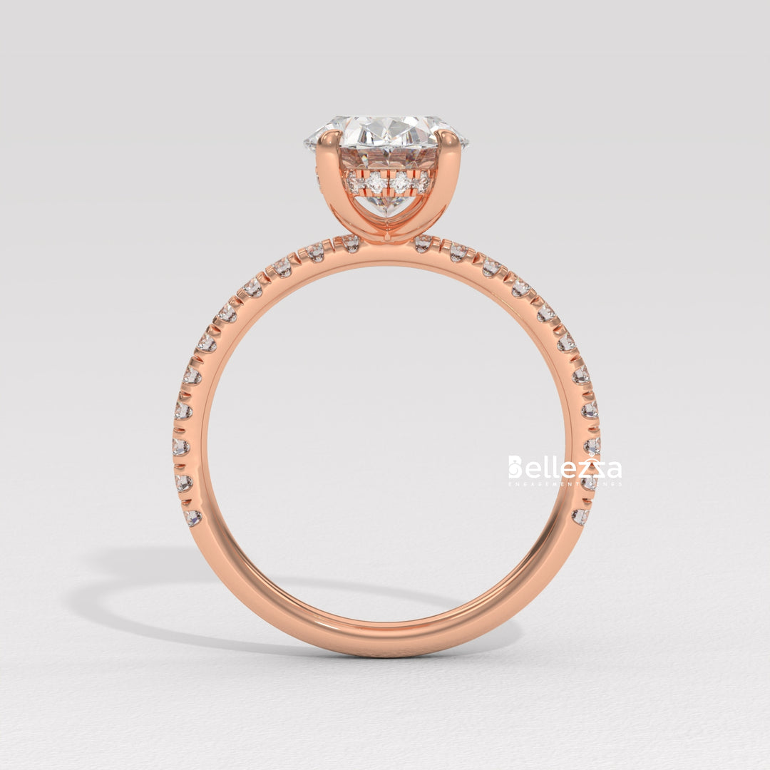2.0-3.0CT Oval Diamond Pave Setting Lab Grown Engagement Ring