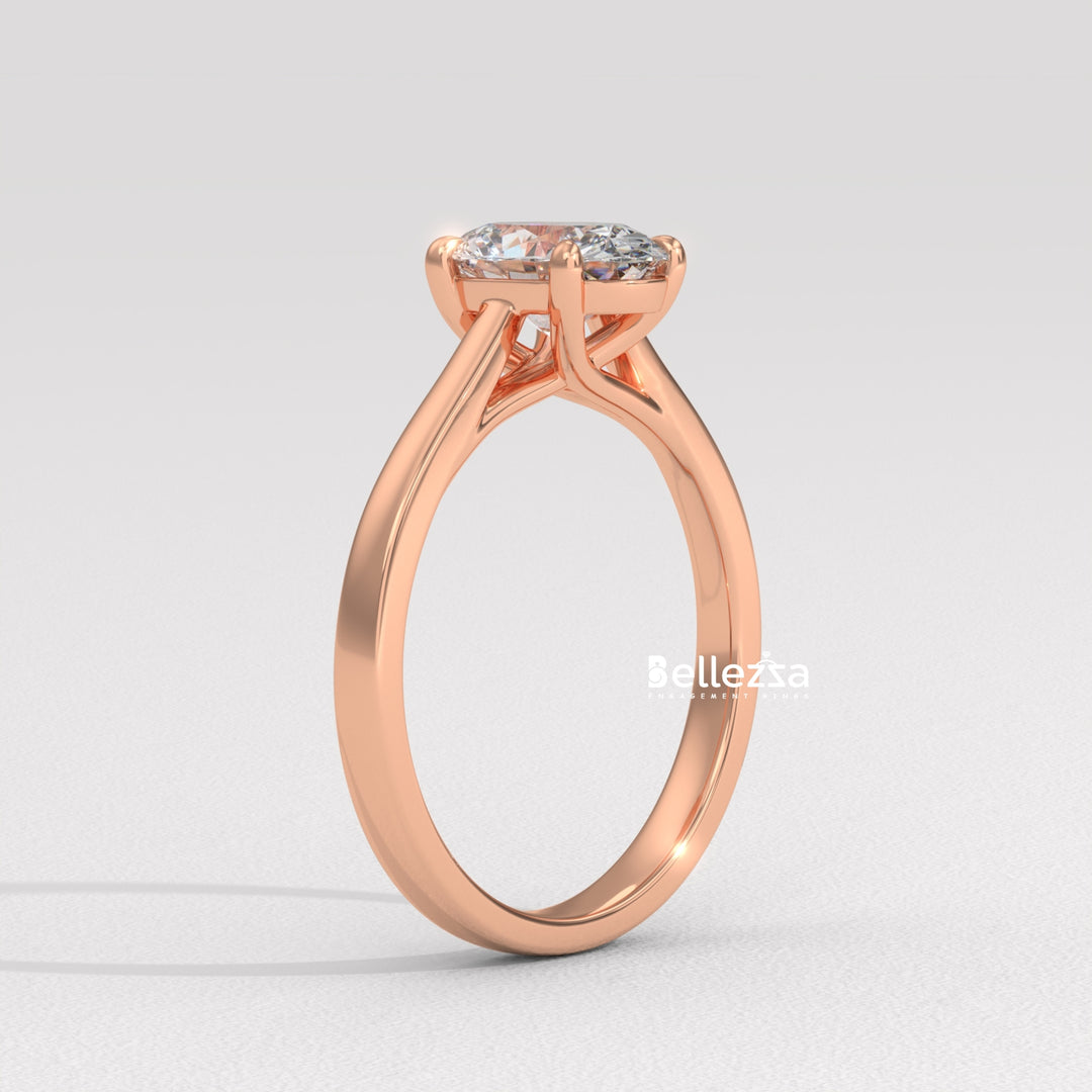 1.0-2.0CT Oval Diamond Solitaire Setting Lab Grown Engagement Ring