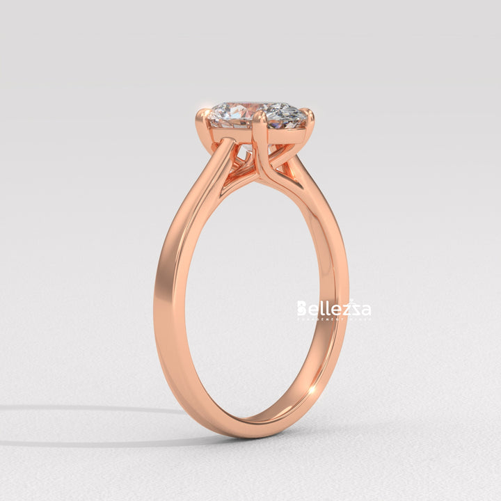 1.0-2.0CT Oval Diamond Solitaire Setting Lab Grown Engagement Ring