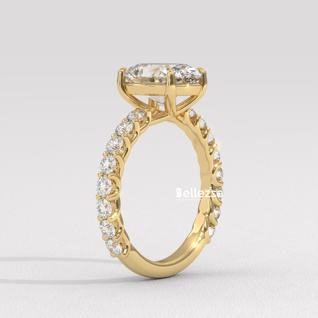 1.50-2.50CT Oval Cut Pave Setting Lab Grown Engagement Ring
