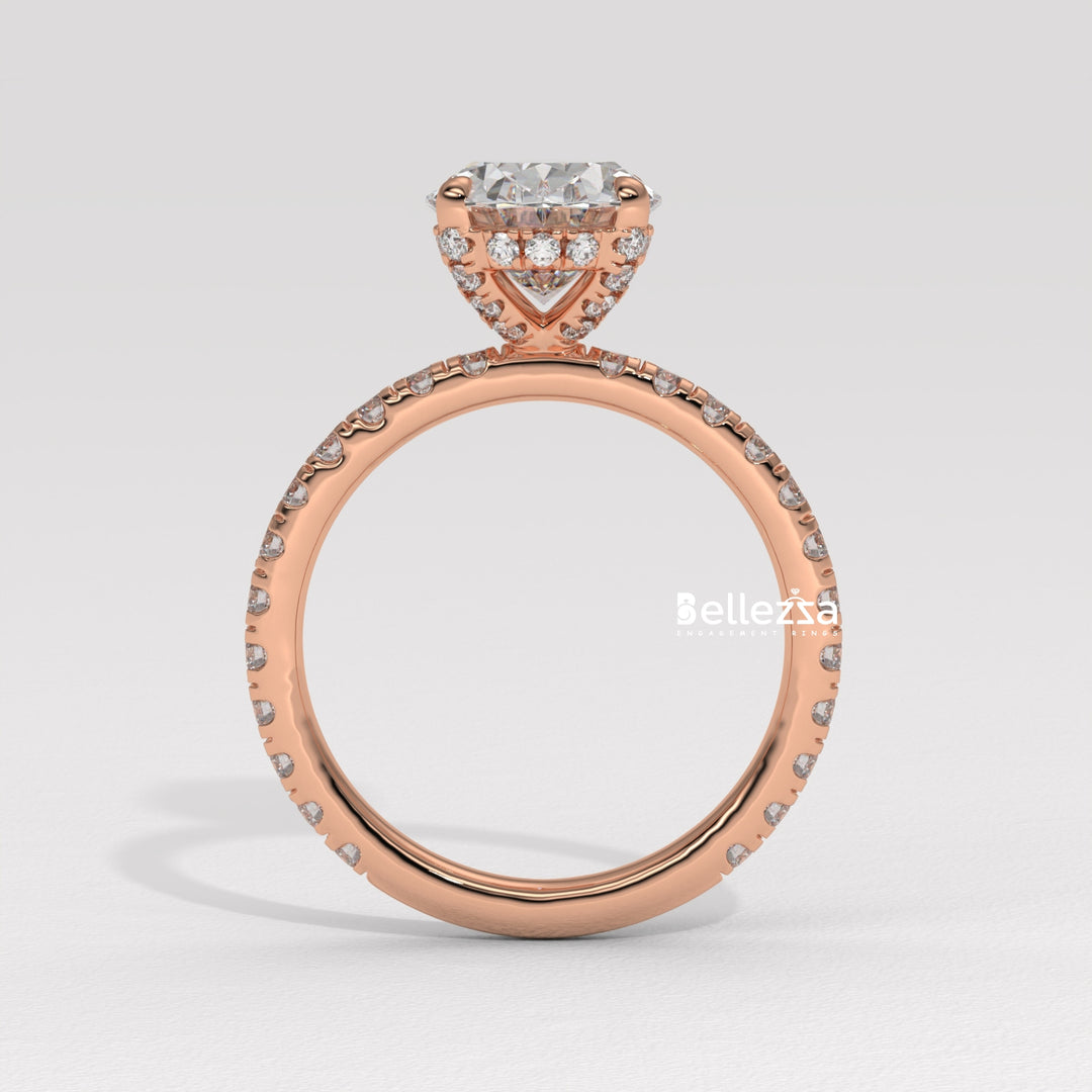 1.50-2.50CT Oval Cut CVD Diamond Pave Setting Engagement Ring