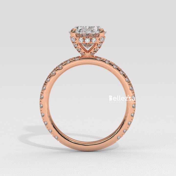 1.50-2.50CT Oval Cut CVD Diamond Pave Setting Engagement Ring