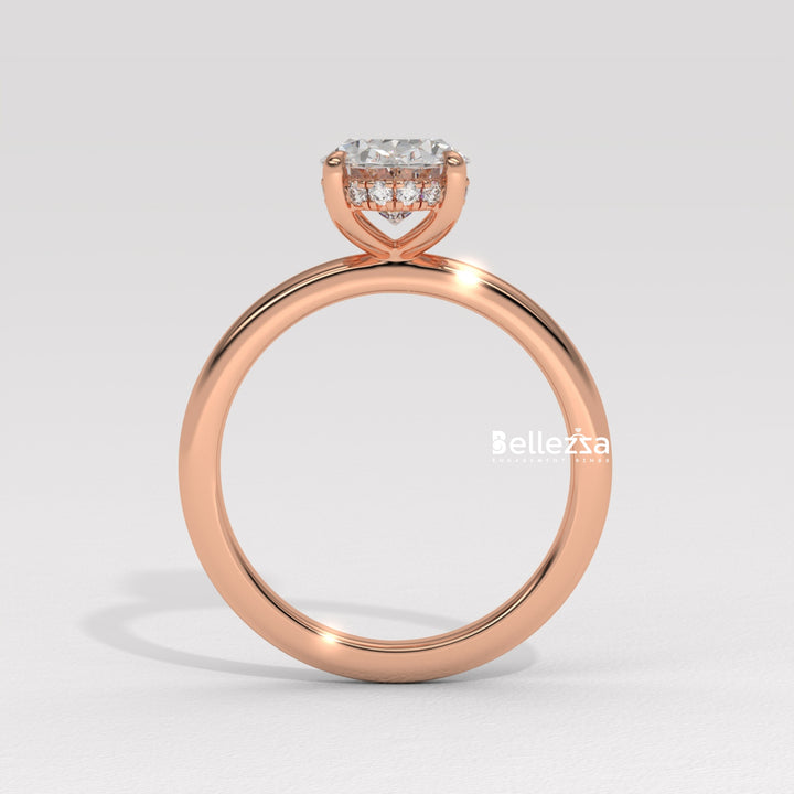 1.0-2.0CT Oval Cut Hidden Halo Lab Grown Engagement Ring