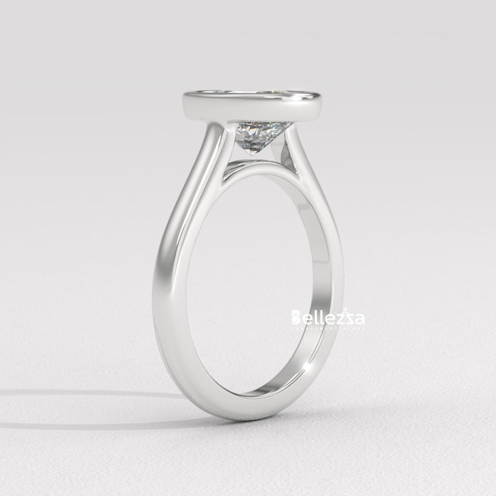 1.0-2.0CT Oval Diamond Bezel Setting Solitaire Lab Grown Engagement Ring