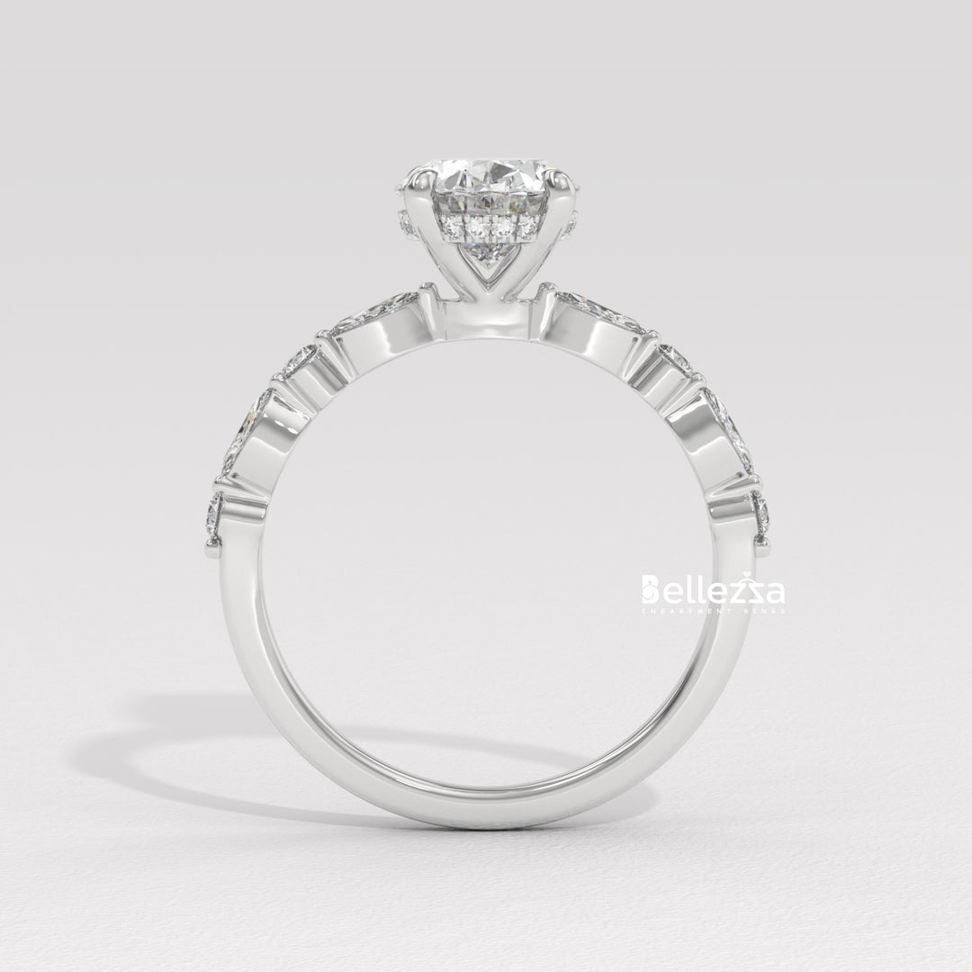 2.0-3.0CT Oval Diamond Pave Setting Lab Grown Engagement Ring