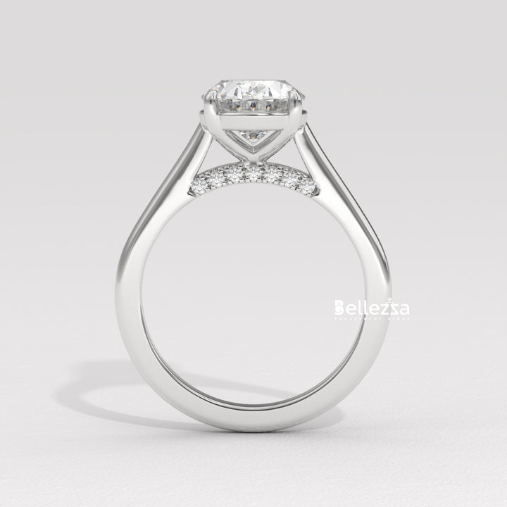 1.50-2.50CT Oval Cut CVD Diamond Hidden Diamond Engagement Ring