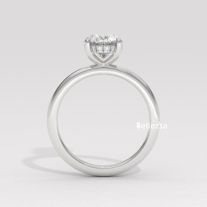 1.0-2.0CT Oval Cut Hidden Halo Lab Grown Engagement Ring