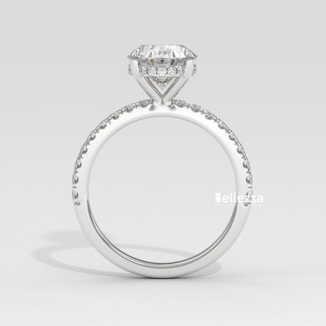 1.50-2.50CT Oval Diamond Pave Setting Lab Grown Engagement Ring