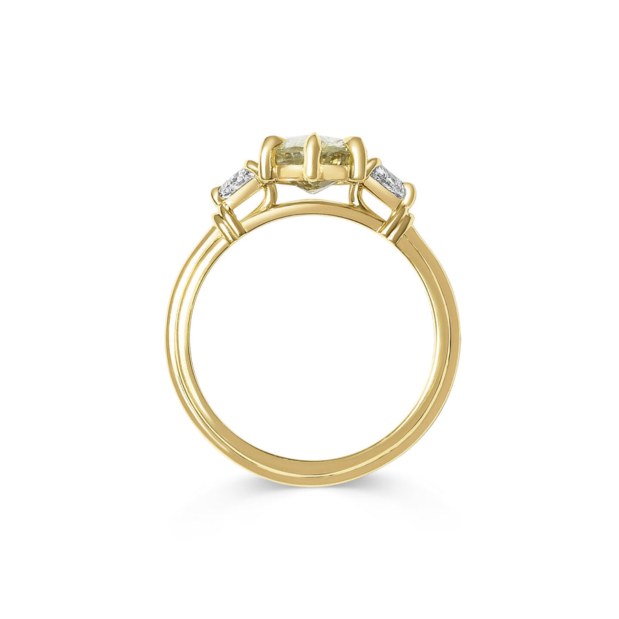 2.50CT Yellow Sapphire Pear Diamond Three Stone Lab Grown Engagement Ring