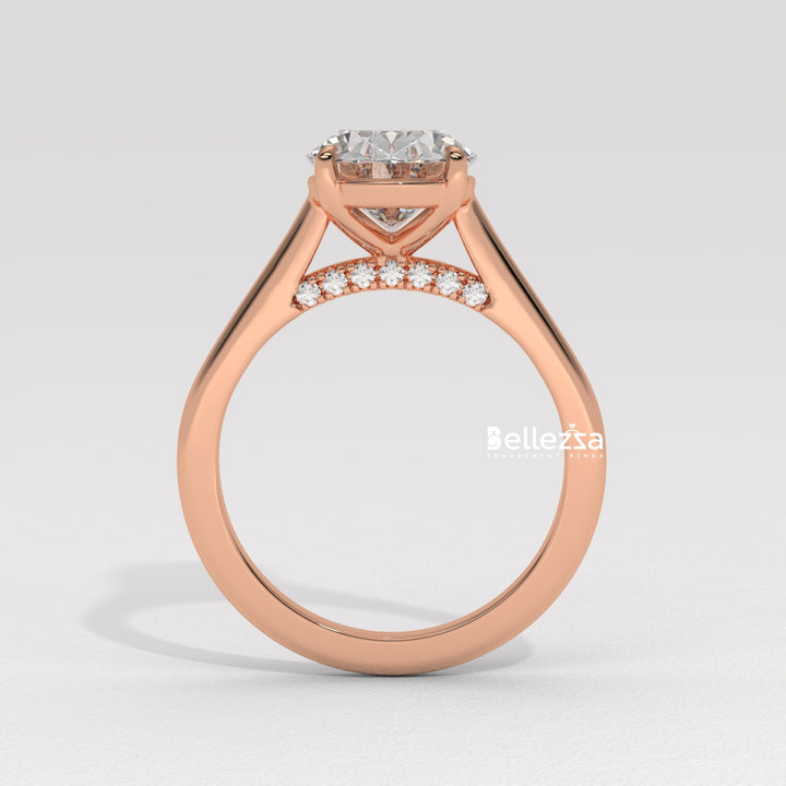 1.50-2.50CT Oval Cut CVD Diamond Hidden Diamond Engagement Ring