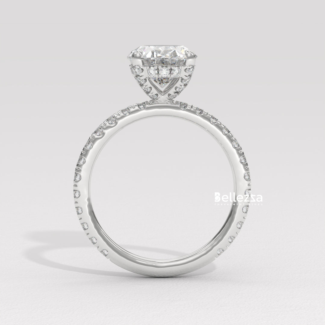 1.50-2.50CT Oval Cut CVD Diamond Pave Setting Engagement Ring