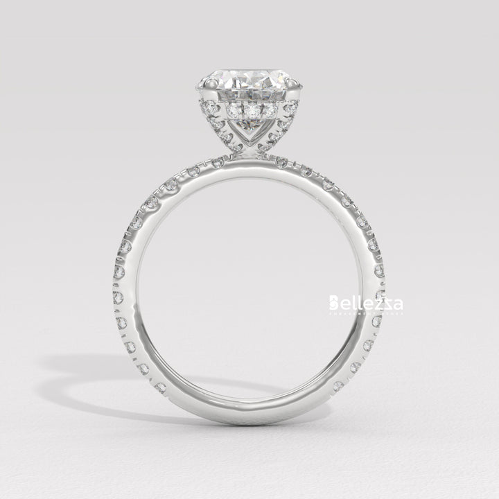 1.50-2.50CT Oval Cut CVD Diamond Pave Setting Engagement Ring