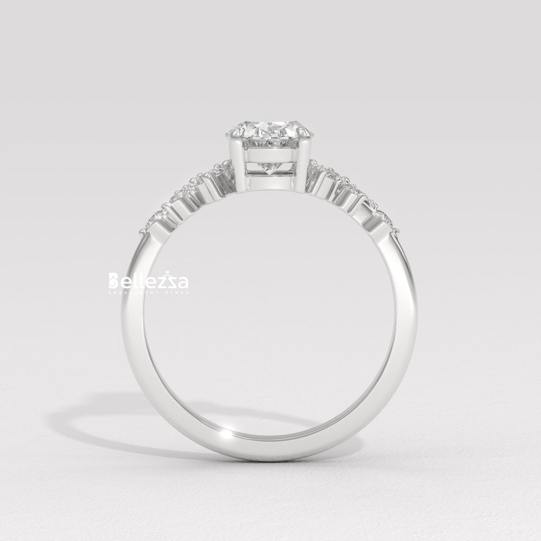 1.50-2.50CT Oval Diamond Cluster Setting Lab Grown Engagement Ring
