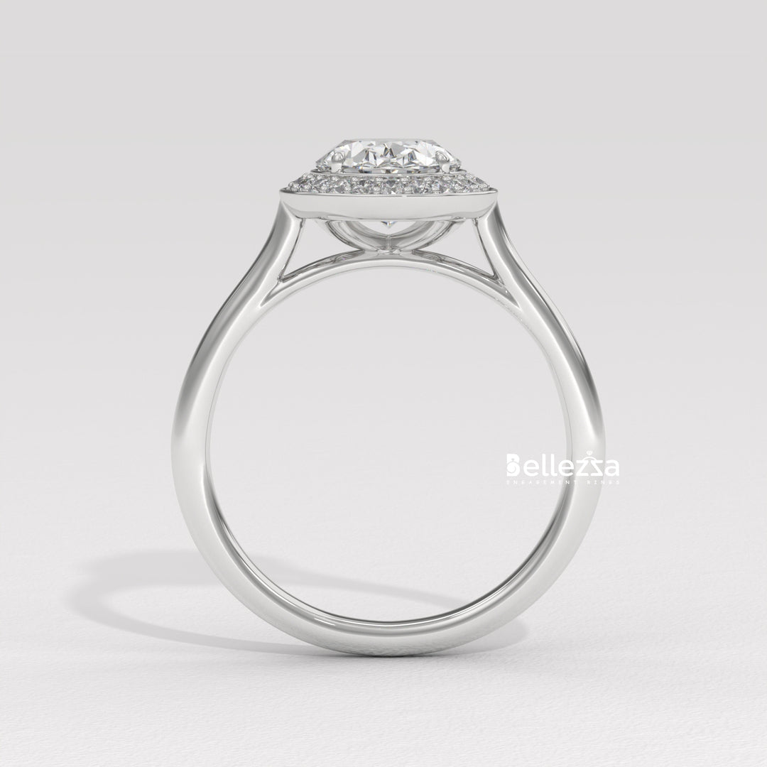 1.50-2.50CT Oval Cut Lab Grown Diamond Halo Setting Engagement Ring