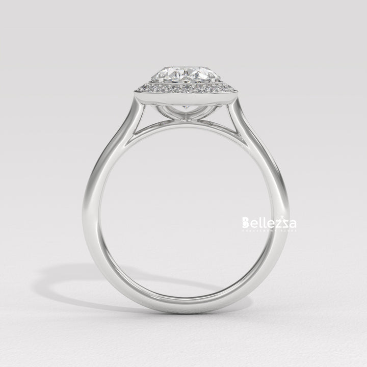 1.50-2.50CT Oval Cut Lab Grown Diamond Halo Setting Engagement Ring