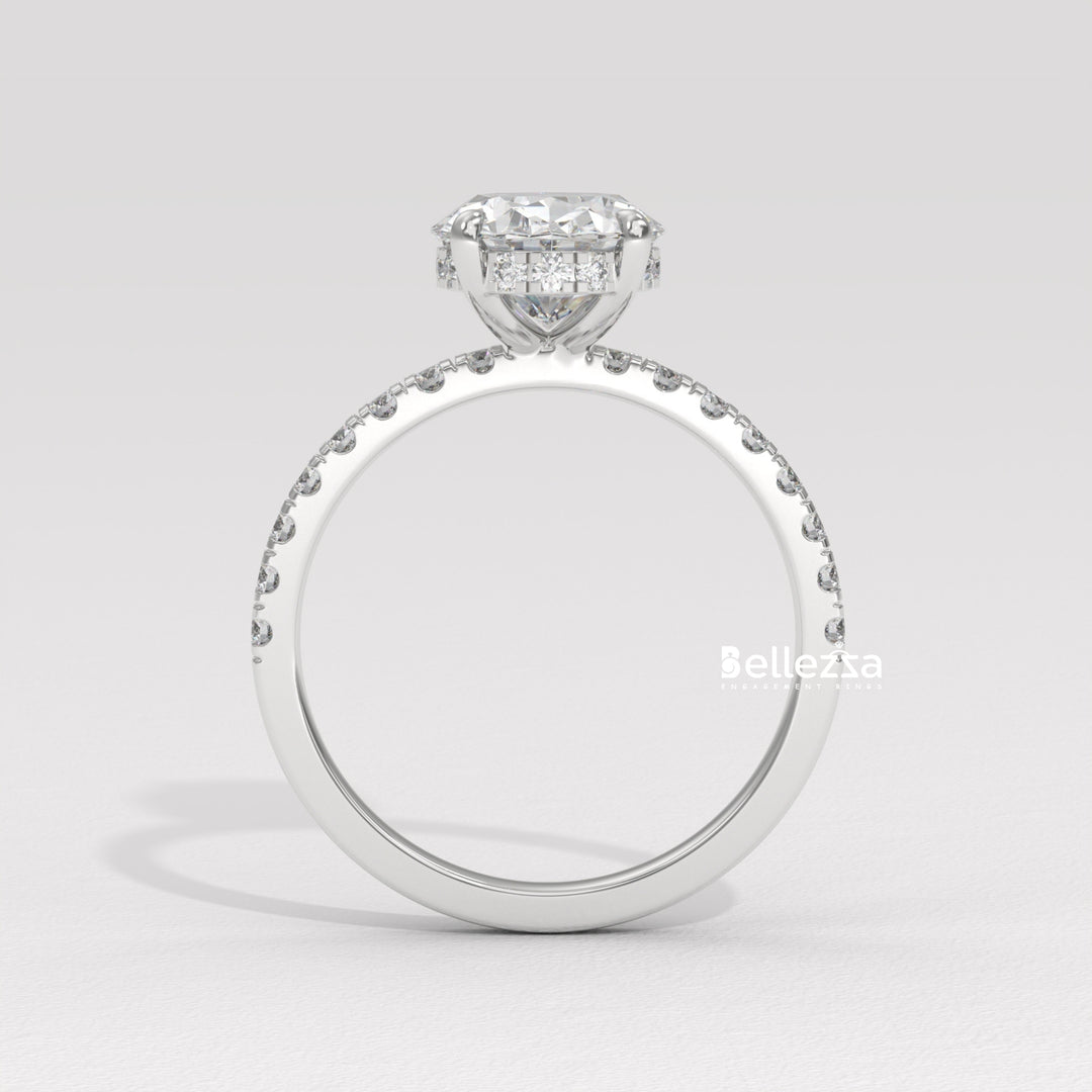 1.50-2.50CT Oval Diamond Hidden Halo Lab Grown Engagement Ring