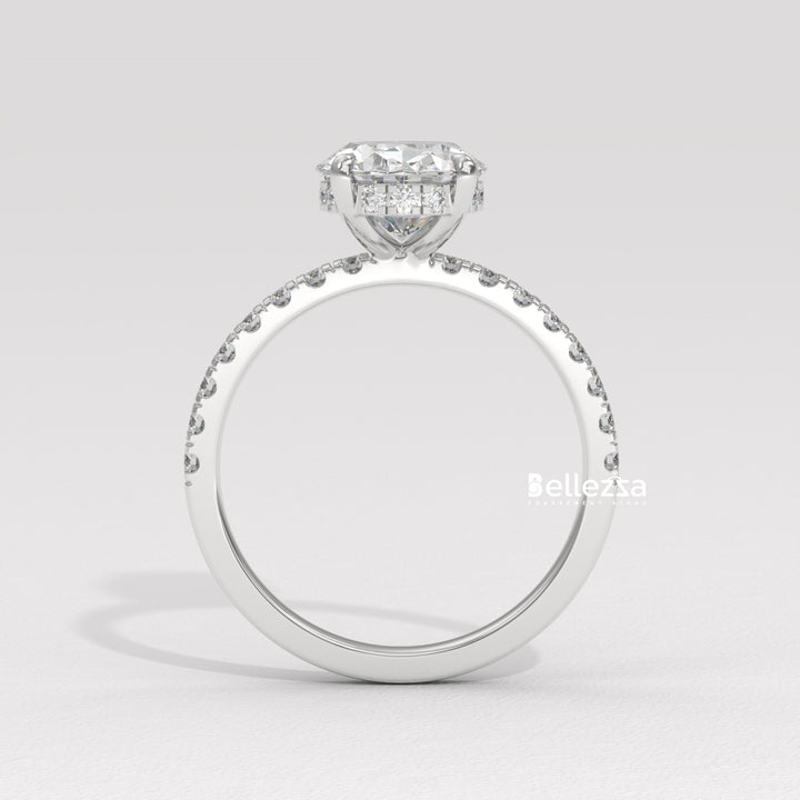 1.50-2.50CT Oval Diamond Hidden Halo Lab Grown Engagement Ring