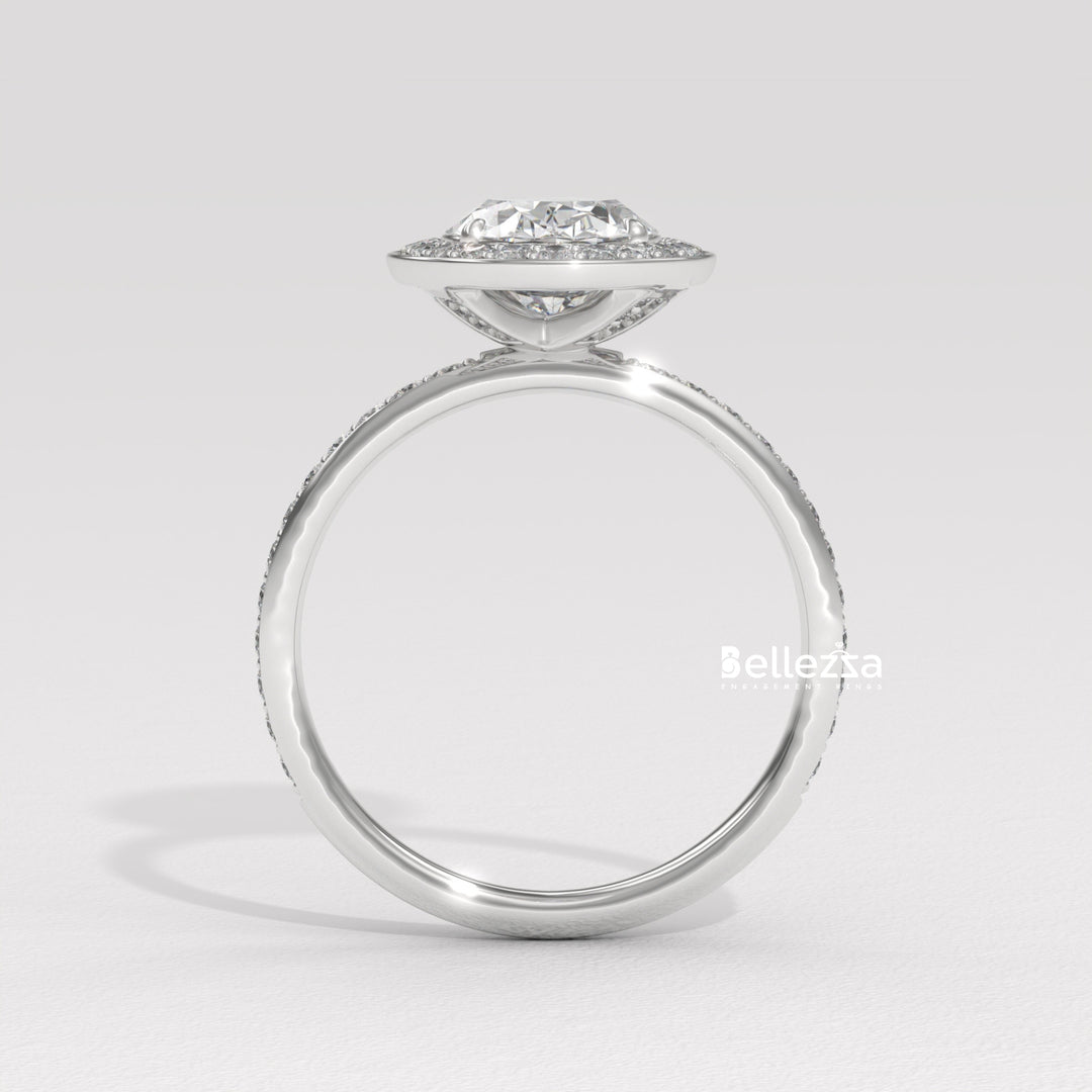 1.50-2.50CT Oval Cut CVD Diamond Halo Setting Engagement Ring
