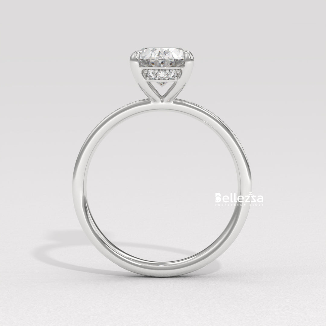 2.0-3.0CT Oval Diamond Pave Setting Lab Grown Engagement Ring