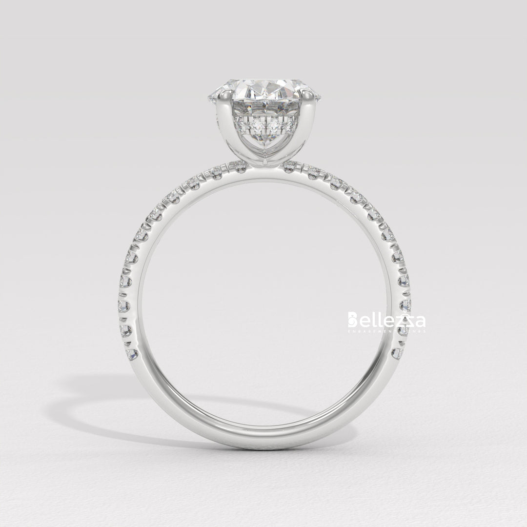 2.0-3.0CT Oval Diamond Pave Setting Lab Grown Engagement Ring