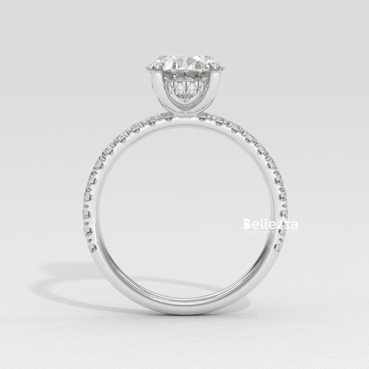 2.0-3.0CT Oval Diamond Pave Setting Lab Grown Engagement Ring