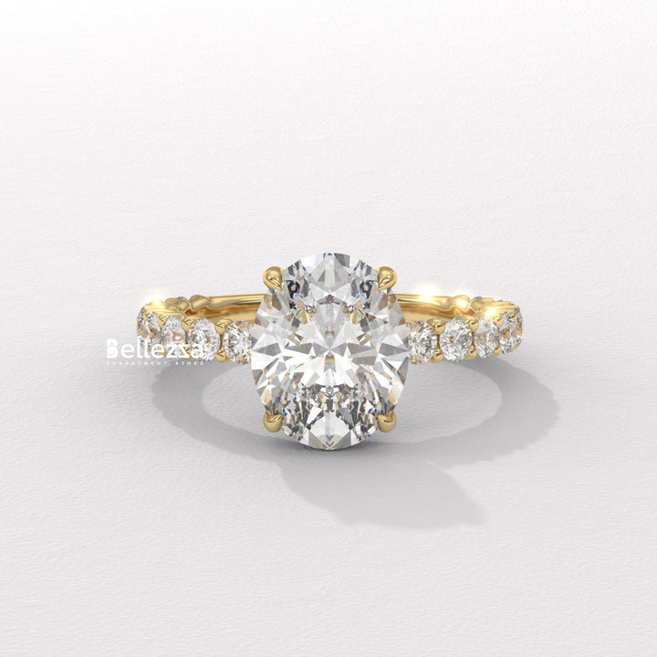 1.50-2.50CT Oval Cut Pave Setting Lab Grown Engagement Ring