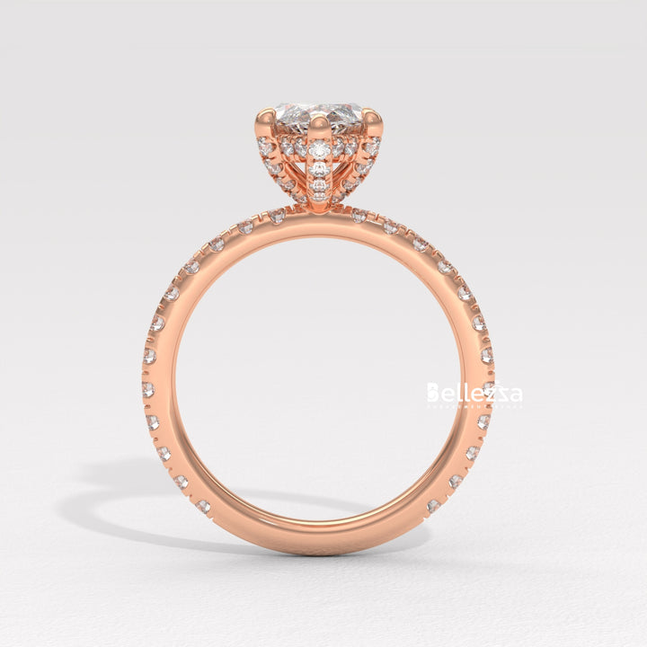 2.0-3.0CT Marquise Cut CVD Diamond Pave Setting Engagement Ring