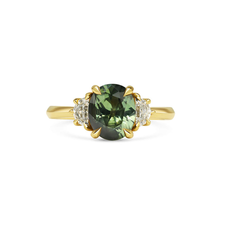 2.50CT Yellow-Green Oval Cut Three Stone Lab Grown Engagement Ring
