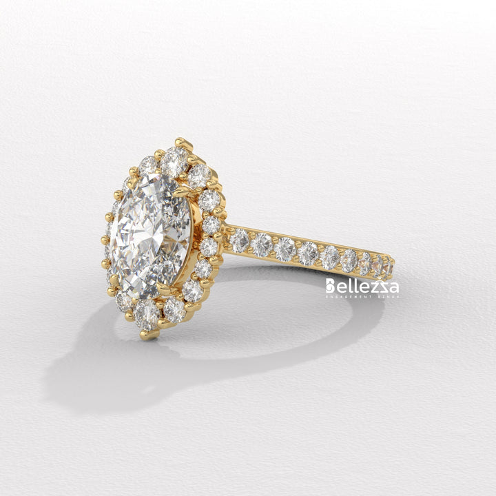 1.50-2.50CT Oval Cut Lab Grown Diamond Cluster Setting Engagement Ring