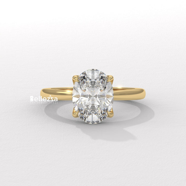1.0-2.0CT Oval Diamond Solitaire Setting Lab Grown Engagement Ring