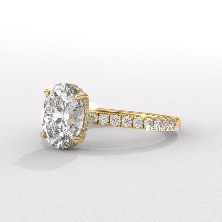 1.50-2.50CT Oval Diamond Pave Setting Lab Grown Engagement Ring