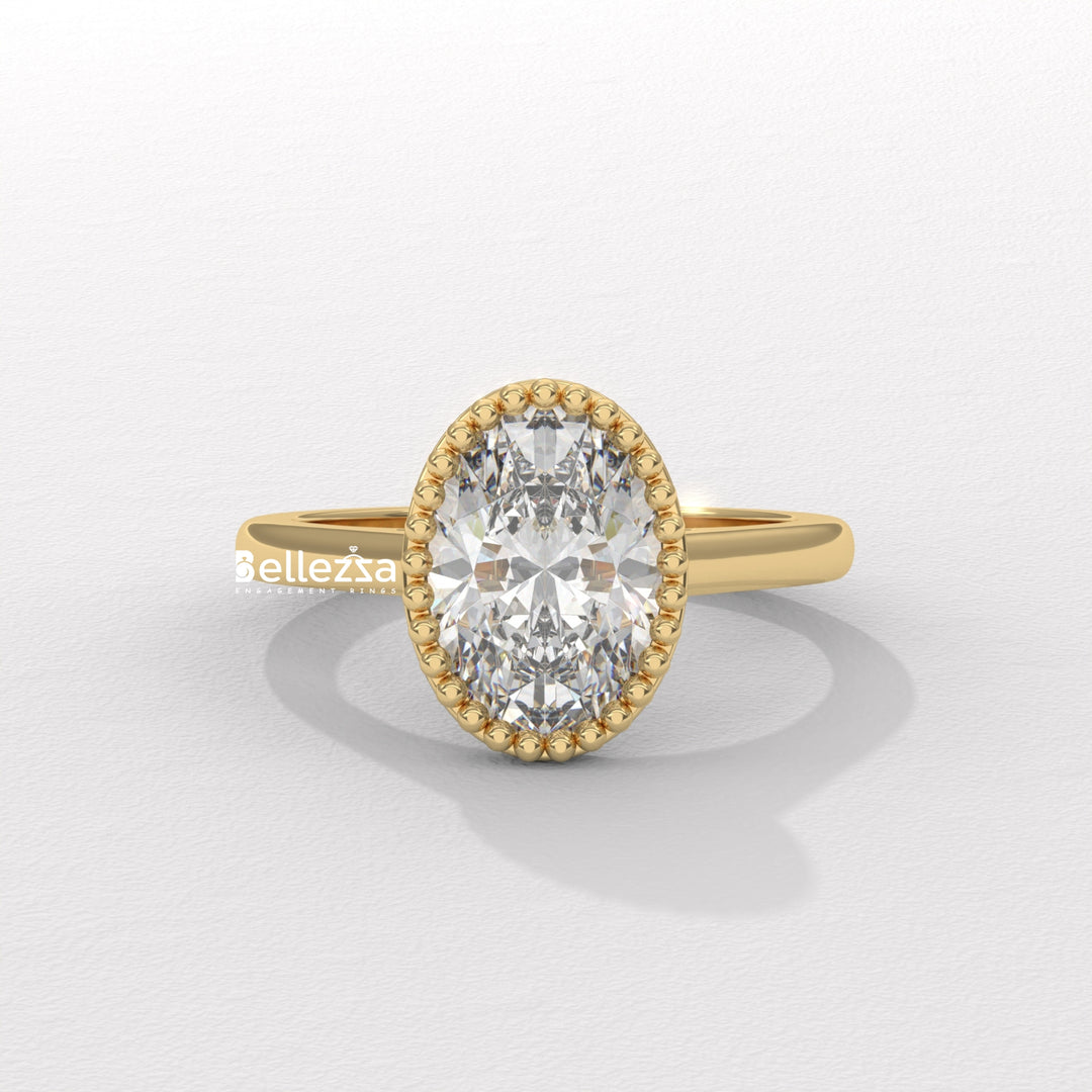 1.50-2.50CT Oval Diamond Vintage Bezel Setting Lab Grown Engagement Ring