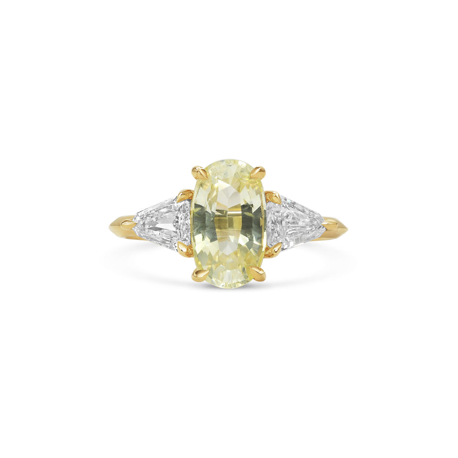 2.50CT Yellow Champagne Oval Diamond Three Stone Lab Grown Ring
