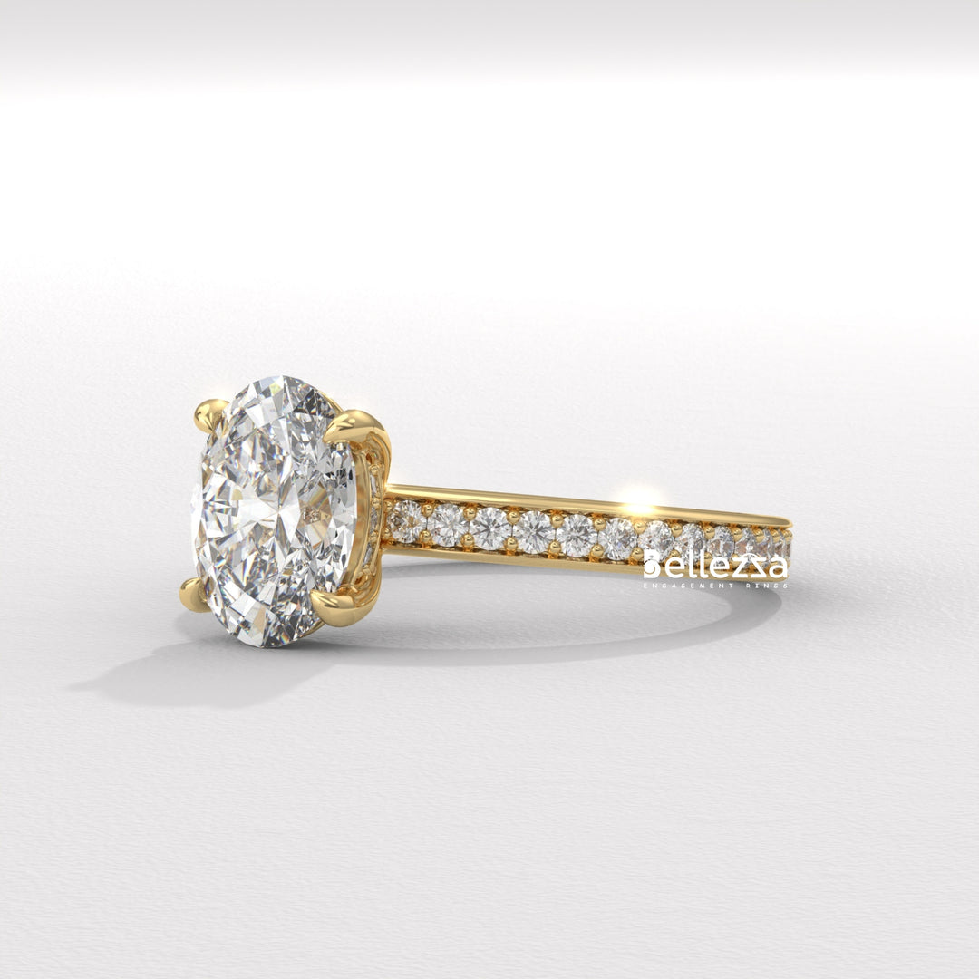 2.0-3.0CT Oval Diamond Pave Setting Lab Grown Engagement Ring