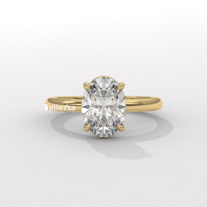 1.50-2.50CT Oval Cut Solitaire Diamond Lab Grown Engagement Ring