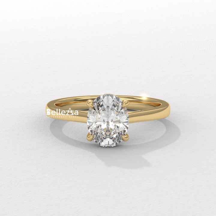1.0-2.0CT Oval Diamond Solitaire Setting Lab Grown Engagement Ring
