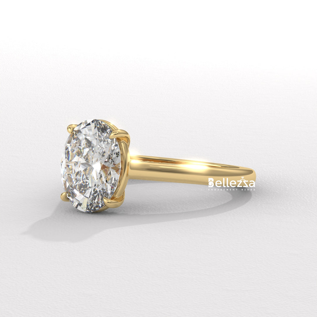 1.50-2.50CT Oval Cut CVD Diamond Hidden Diamond Engagement Ring