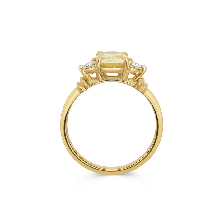 2.0CT Fancy Light Yellow Oval Diamond Three Stone Lab Grown Engagement Ring