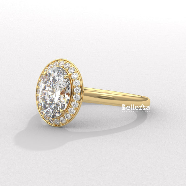 1.50-2.50CT Oval Cut Lab Grown Diamond Halo Setting Engagement Ring