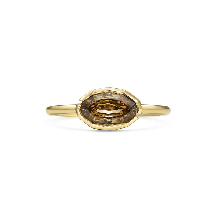1.50CT East-West Brown Oval Step Cut Bezel Setting Lab Grown Ring