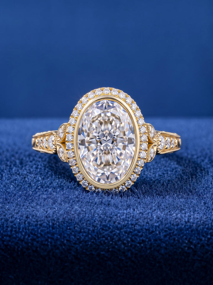 2.50CT Oval Lab Grown Diamond Vintage Engagement Ring for Women