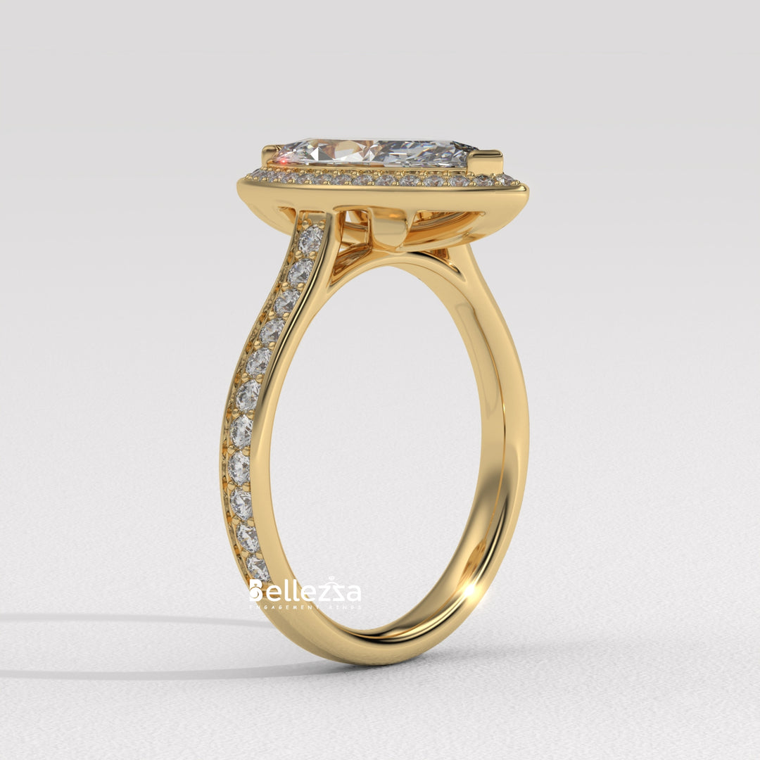 2.0-3.0CT Marquise Cut Halo Pave Setting Lab Grown Engagement Ring