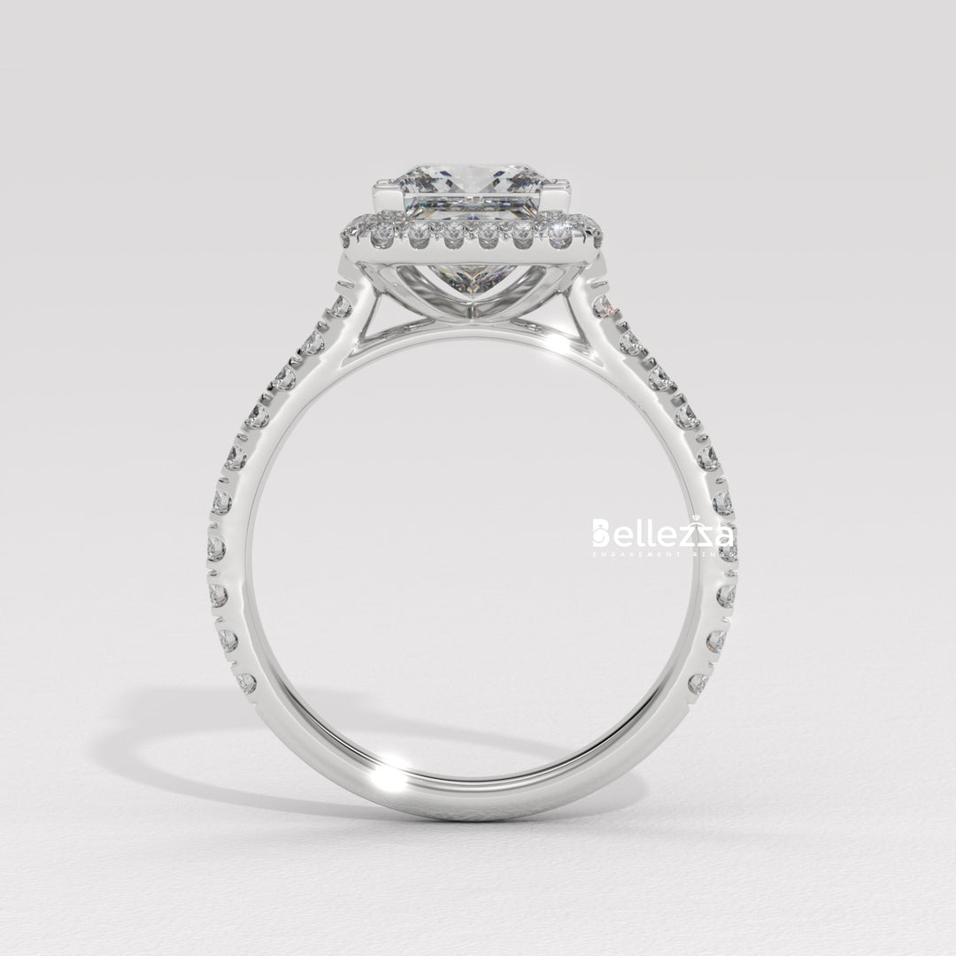 hidden halo pavé ring, micro pavé diamond ring, French pavé setting ring