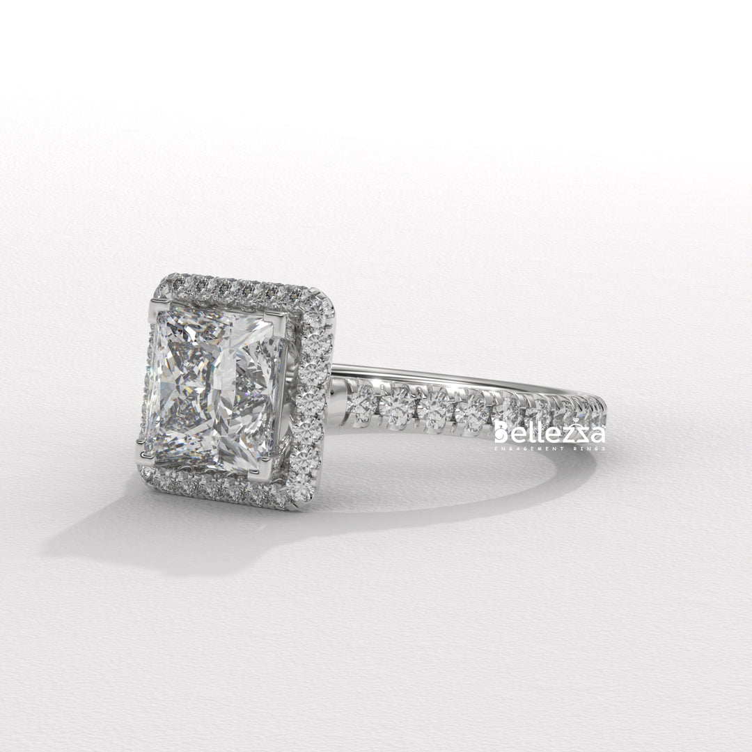 gold pavé setting ring, white gold pavé diamond ring, rose gold pavé ring, vintage pavé engagement ring, elegant pavé diamond ring, dainty pavé setting ring, pavé solitaire engagement ring