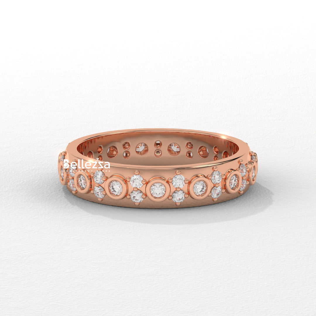Round Diamond Cluster Setting Full Eternity Lab Grown Wedding Band