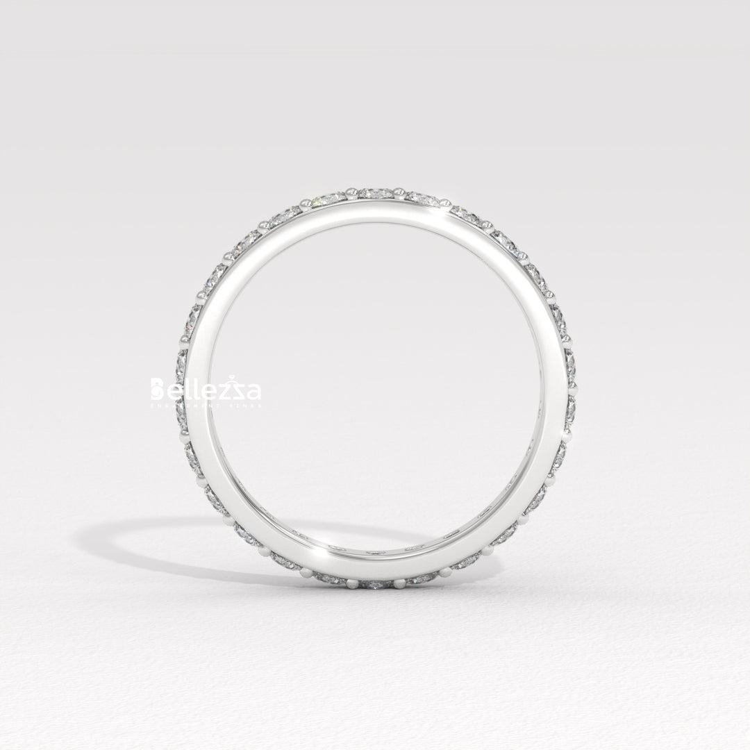 Round Diamond Full Eternity Pave Setting Lab Grown Wedding Band