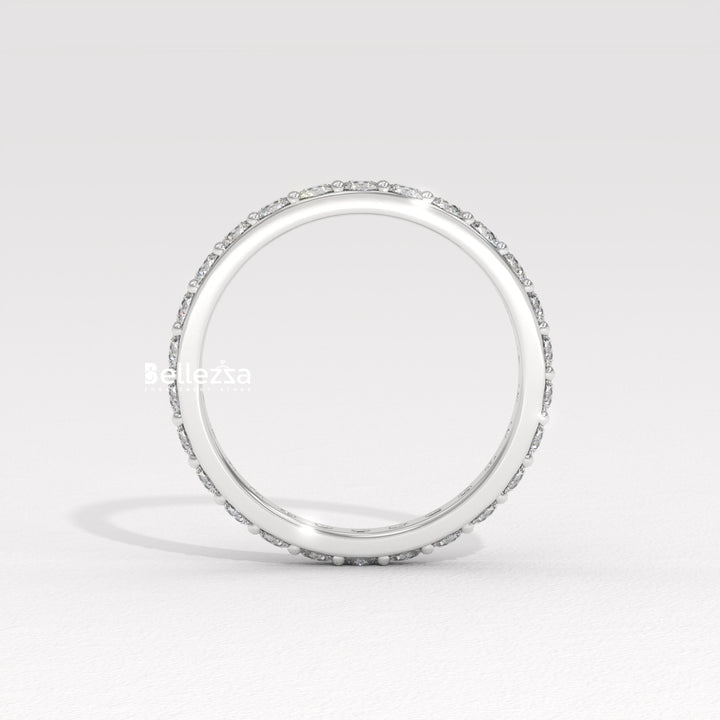 Round Diamond Full Eternity Pave Setting Lab Grown Wedding Band